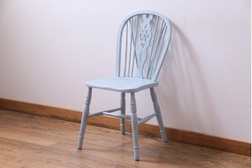 ペイント家具　イギリスビンテージ　フレンチ風にも活躍するホイールバックチェア(椅子)(1)