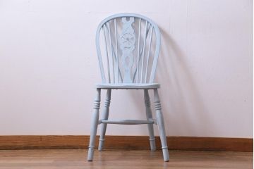 ペイント家具　イギリスビンテージ　フレンチ風にも活躍するホイールバックチェア(椅子)(1)