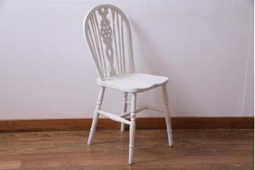 ペイント家具　イギリスビンテージ　フレンチ風にも活躍するホイールバックチェア(椅子)(2)