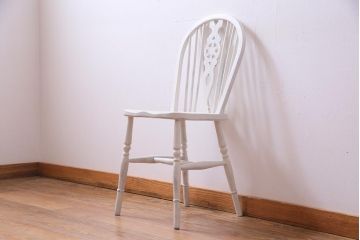 ペイント家具　イギリスビンテージ　フレンチ風にも活躍するホイールバックチェア(椅子)(2)