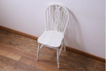 ペイント家具　イギリスビンテージ　フレンチ風にも活躍するホイールバックチェア(椅子)(2)