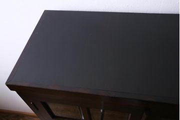 中古　松本民芸家具　和洋どちらにも馴染むシックなG-1型面取り食器棚(カップボード、収納棚)