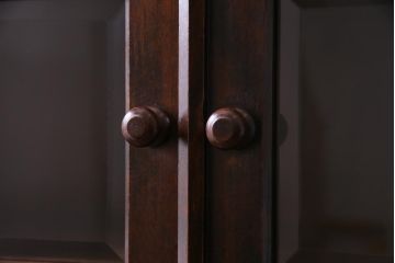 中古　松本民芸家具　和洋どちらにも馴染むシックなG-1型面取り食器棚(カップボード、収納棚)