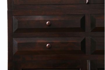 中古　松本民芸家具　和洋どちらにも馴染むシックなG-1型面取り食器棚(カップボード、収納棚)