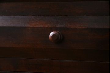 中古　松本民芸家具　和洋どちらにも馴染むシックなG-1型面取り食器棚(カップボード、収納棚)