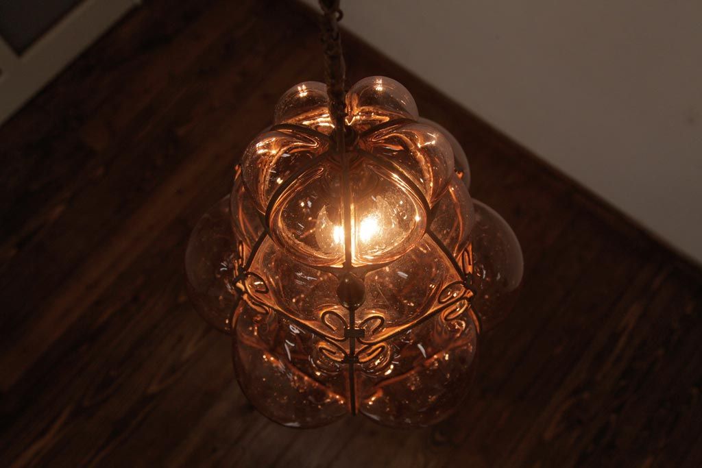 イタリア　アンティーク　ムラーノ　ガラス　ペンダントライト　ランプ　シェード　大 イタリアのおしゃれなペンダントランプ、ヴェネチアで作られた