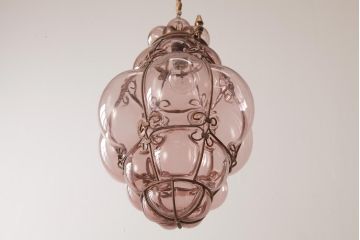 イタリアアンティーク　オリエンタルな雰囲気漂うムラーノガラスのペンダントライト(ベネチアングラス、天井照明、ムラノガラス)