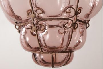 イタリアアンティーク　オリエンタルな雰囲気漂うムラーノガラスのペンダントライト(ベネチアングラス、天井照明、ムラノガラス)