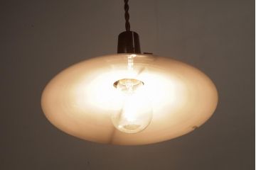 昭和レトロ　平笠シェードが昔懐かしいペンダントライト2個セット(天井照明、吊り下げ照明)