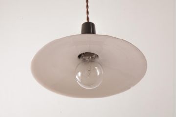 昭和レトロ　平笠シェードが昔懐かしいペンダントライト2個セット(天井照明、吊り下げ照明)