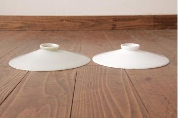 昭和レトロ　平笠シェードが昔懐かしいペンダントライト2個セット(天井照明、吊り下げ照明)