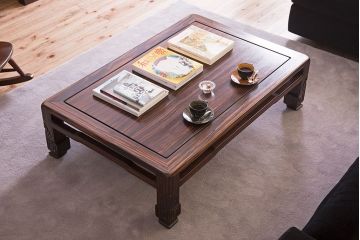 アンティーク家具　和製アンティーク　ガラス天板付き!縞黒檀材の古い座卓