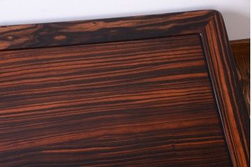 アンティーク家具　和製アンティーク　ガラス天板付き!縞黒檀材の古い座卓