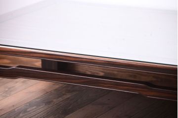 アンティーク家具　和製アンティーク　ガラス天板付き!縞黒檀材の古い座卓