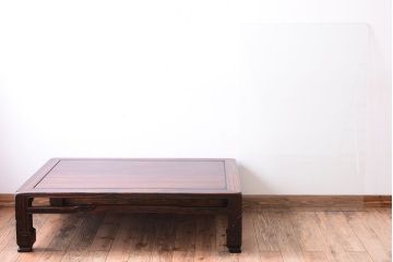 アンティーク家具　和製アンティーク　ガラス天板付き!縞黒檀材の古い座卓