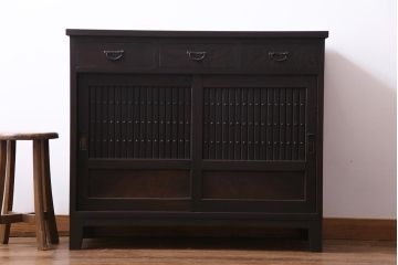 ラフジュ工房オリジナル　古建具リメイク　鎧戸を活かした立派な佇まいのサイドボード(テレビボード、戸棚、収納棚)