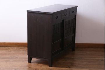 ラフジュ工房オリジナル　古建具リメイク　鎧戸を活かした立派な佇まいのサイドボード(テレビボード、戸棚、収納棚)