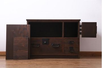 ラフジュ工房オリジナル　前板桐材　古い時代箪笥をリメイクしたリビングボード(テレビ台、テレビボード、収納棚、引き出し)