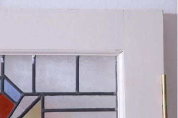イギリスアンティーク　当時物のステンドグラスがおしゃれな当店ペイントの木製ドア(扉)