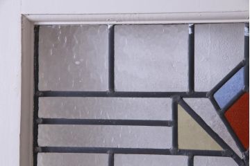 イギリスアンティーク　当時物のステンドグラスがおしゃれな当店ペイントの木製ドア(扉)