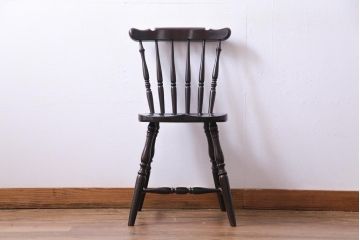 中古　松本民芸家具　挽き物のデザインが美しいSPスピンドルチェア(ダイニングチェア、椅子)(3)
