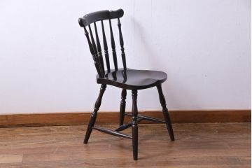 中古　松本民芸家具　挽き物のデザインが美しいSPスピンドルチェア(ダイニングチェア、椅子)(3)