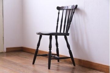 中古　松本民芸家具　挽き物のデザインが美しいSPスピンドルチェア(ダイニングチェア、椅子)(3)