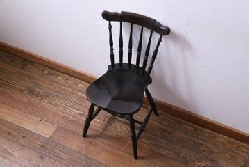 中古　松本民芸家具　挽き物のデザインが美しいSPスピンドルチェア(ダイニングチェア、椅子)(3)