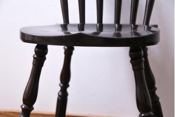 中古　松本民芸家具　挽き物のデザインが美しいSPスピンドルチェア(ダイニングチェア、椅子)(3)