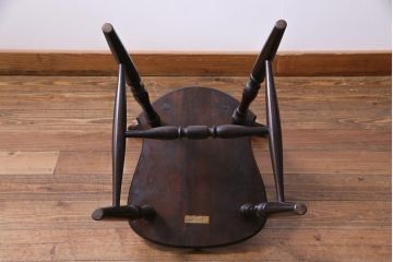 中古　松本民芸家具　挽き物のデザインが美しいSPスピンドルチェア(ダイニングチェア、椅子)(3)