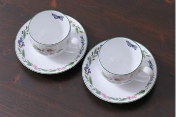イギリス　ROYAL WORCESTER(ロイヤル ウースター)　HERBS(ハーブス)　カップ&ソーサー2客セット(1)