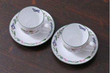 イギリス　ROYAL WORCESTER(ロイヤル ウースター)　HERBS(ハーブス)　カップ&ソーサー2客セット(2)