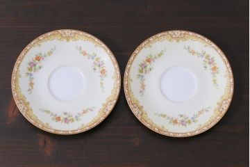 中古　ノリタケ(Noritake)　月桂樹-マルキ印　彩色ゆたかな上品なカップ&ソーサー2客セット(洋食器)(1)