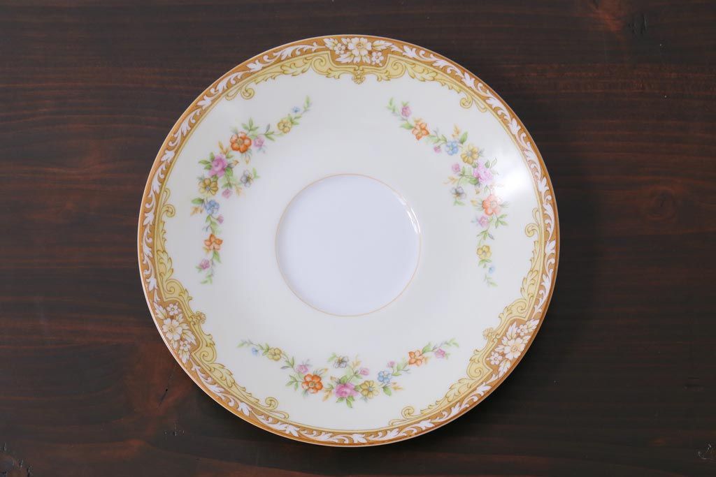 中古　ノリタケ(Noritake)　月桂樹-マルキ印　彩色ゆたかな上品なカップ&ソーサー2客セット(洋食器)(1)