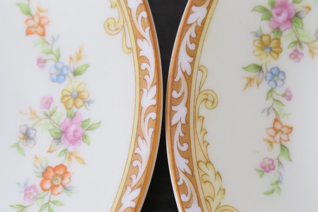 中古　ノリタケ(Noritake)　月桂樹-マルキ印　彩色ゆたかな上品なカップ&ソーサー2客セット(洋食器)(1)