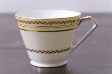 中古　オールドノリタケ(Noritake、則武)　月桂樹-М　CALIBAN　品のあるデザインが素敵なカップ&ソーサー2客セット(洋食器)(2)