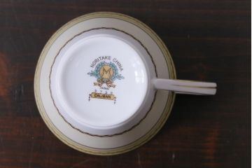 中古　オールドノリタケ(Noritake、則武)　月桂樹-М　CALIBAN　品のあるデザインが素敵なカップ&ソーサー2客セット(洋食器)(2)