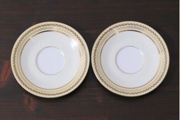 中古　オールドノリタケ(Noritake、則武)　月桂樹-М　CALIBAN　品のあるデザインが素敵なカップ&ソーサー2客セット(洋食器)(2)