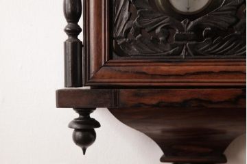 アンティーク雑貨　明治期　JUNGHANS(ユンハンス)社　国産箱　黒柿材　優美さと気品あふれる振り子時計(柱時計、掛け時計)