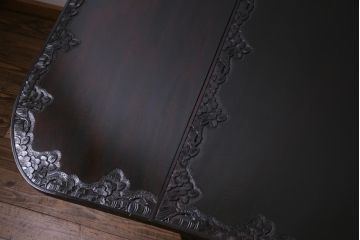 アンティーク家具　特注品　激レア!　華やかさが際立つ軽井沢彫りバタフライテーブル(エクステンションテーブル、ダイニングテーブル)(1)