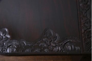アンティーク家具　特注品　激レア!　華やかさが際立つ軽井沢彫りバタフライテーブル(エクステンションテーブル、ダイニングテーブル)(1)