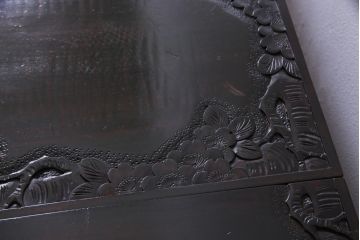 アンティーク家具　特注品　激レア!　華やかさが際立つ軽井沢彫りバタフライテーブル(エクステンションテーブル、ダイニングテーブル)(1)