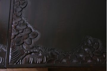アンティーク家具　特注品　激レア!　華やかさが際立つ軽井沢彫りバタフライテーブル(エクステンションテーブル、ダイニングテーブル)(1)