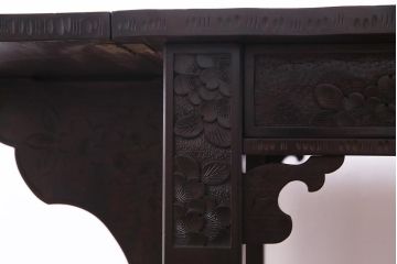 アンティーク家具　特注品　激レア!　華やかさが際立つ軽井沢彫りバタフライテーブル(エクステンションテーブル、ダイニングテーブル)(1)