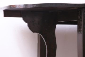 アンティーク家具　特注品　激レア!　華やかさが際立つ軽井沢彫りバタフライテーブル(エクステンションテーブル、ダイニングテーブル)(1)