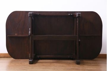 アンティーク家具　特注品　激レア!　華やかさが際立つ軽井沢彫りバタフライテーブル(エクステンションテーブル、ダイニングテーブル)(1)