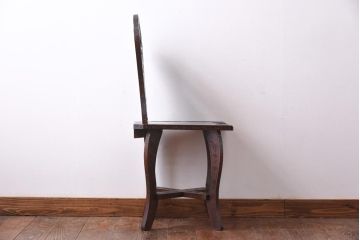 中古　伝統工芸　軽井沢彫り　意匠を凝らした美しいダイニングチェア(1)
