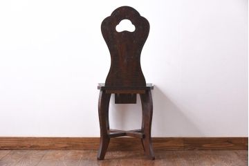 中古　伝統工芸　軽井沢彫り　意匠を凝らした美しいダイニングチェア(2)