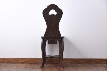 中古　伝統工芸　軽井沢彫り　意匠を凝らした美しいダイニングチェア(3)