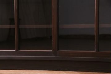 ラフジュ工房オリジナル　リメイク　レトロな雰囲気が温かみを感じる引き出し付きガラス戸棚(収納棚、サイドボード、テレビボード)